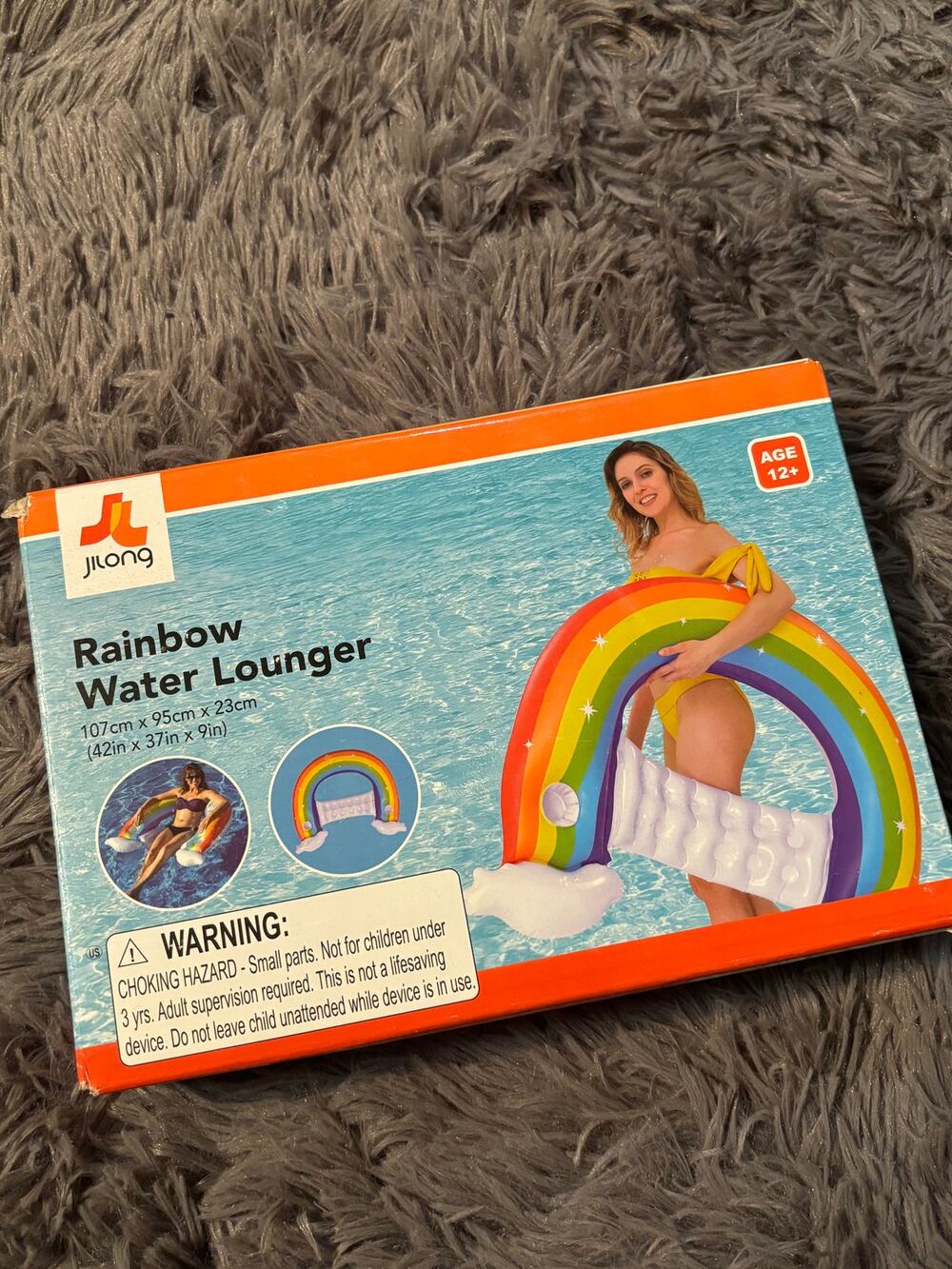 Adults rainbow pool floatie with cup holders nwt